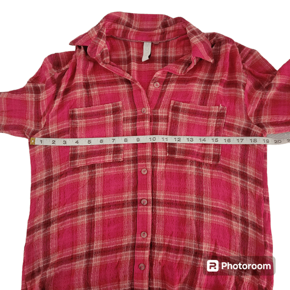 Women's Pilcro Pink Plaid Flannel Shirt Size XS - Picture 8 of 8